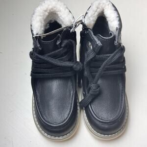 Old Navy Boy's Chukka High Top Fur Side Zipper Black Jack Fur Ankle Boots  Sz 10